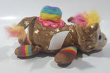 2021 Basic Fun Cutetitos Carnival Itos Brown Rainbow Striped Monkey with Gold Stars 8" Long Plush Stuffed Character