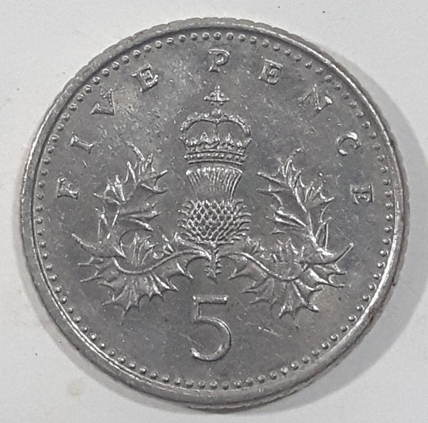 1990 UK Great Britain Five Pence 5 Queen Elizabeth II D.G. Reg F.D Metal Coin