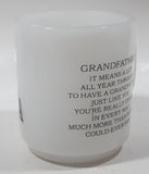 Vintage Glasbake Grandpa Grandfather Poem White Milk Glass Coffee Mug Cup 59 Made in U.S.A.