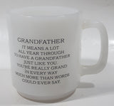Vintage Glasbake Grandpa Grandfather Poem White Milk Glass Coffee Mug Cup 59 Made in U.S.A.