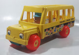 Vintage 1965 Fisher Price Toys School Bus Yellow 12 1/2" Long Plastic and Wood Toy Car Vehicle East Aurora N.Y.