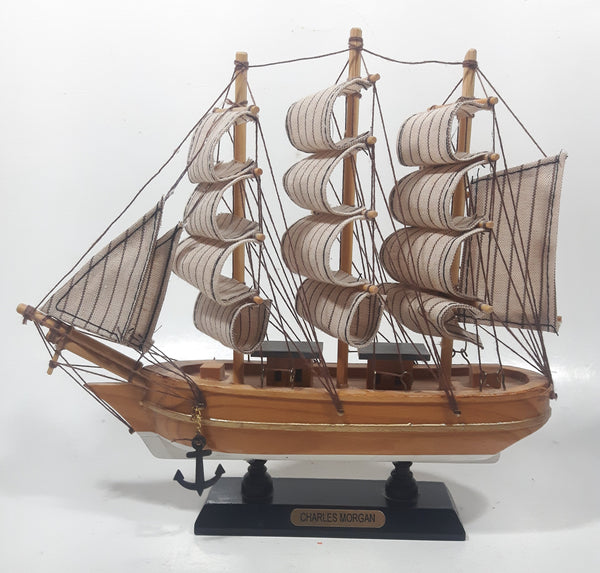 Vintage Charles Morgan Wood Tall Whaling Ship Model 8" Long