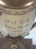 Vintage 1956 P.J.G.A. Fall HDCP "B" Flight 1st Won By Kaz Ochian 17 3/4" Tall Brass Golf Trophy with Wood Base