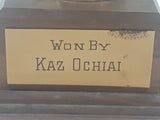 Vintage 1956 P.J.G.A. Fall HDCP "B" Flight 1st Won By Kaz Ochian 17 3/4" Tall Brass Golf Trophy with Wood Base