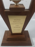 Vintage 1966 Trophee Pepsi-Cola Golden Gloves Champion 20" Tall Silver Look Metal and Wood Boxing Trophy