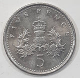 1999 UK Great Britain Five Pence 5 Queen Elizabeth II D.G. Reg F.D Metal Coin