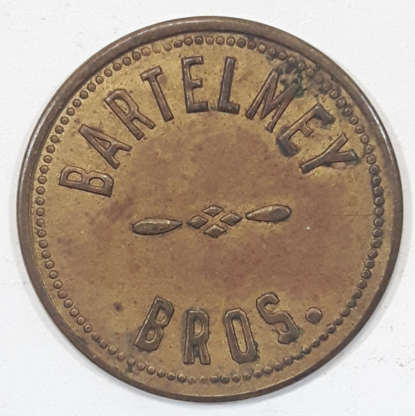 Rare Antique Bartelmey Bros. Good For 5 Cents In Trade Token Metal Coin