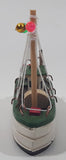Fishing Trawler Sail Boat Detailed White And Green Small Wooden Boat Model 2 3/4" Long