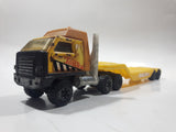 Vintage Tonka Semi Truck and Low Boy Flat Bed Trailer Yellow Pressed Steel and Plastic Toy Car Vehicle