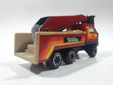 Vintage Early 1980s Tonka Crane Boom Truck Red and Beige Pressed Steel Toy Car Vehicle Collectible