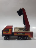 Vintage Early 1980s Tonka Crane Boom Truck Red and Beige Pressed Steel Toy Car Vehicle Collectible