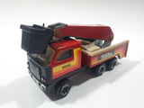 Vintage Early 1980s Tonka Crane Boom Truck Red and Beige Pressed Steel Toy Car Vehicle Collectible