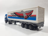 Vintage Majorette Globetrotter Eagle Trucks Semi Tractor Trailer Blue and White 1/60 Scale Die Cast Toy Car Vehicle