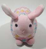 Egg Shaped Easter Bunny Pink and Multicolored  7" Long Toy Stuffed Plush