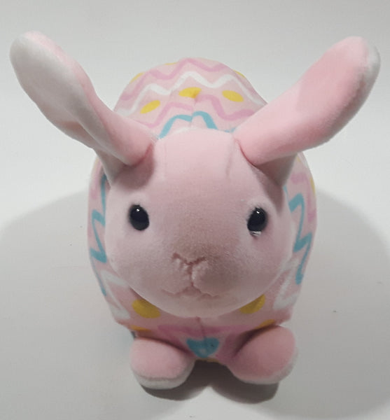Egg Shaped Easter Bunny Pink and Multicolored  7" Long Toy Stuffed Plush