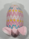 Egg Shaped Easter Bunny Pink and Multicolored  7" Long Toy Stuffed Plush