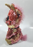 2016 Ty Beanie Boo Sunset The Unicorn Pink Sequin Covered 8" Tall Toy Stuffed Plush