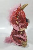 2016 Ty Beanie Boo Sunset The Unicorn Pink Sequin Covered 8" Tall Toy Stuffed Plush