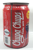 1997 Chupa Chups Cola Mix Cola Lemon Cherry Cola Red 10" Tall Metal Can Shaped Container