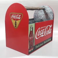 Drink Coca Cola Delicious Refreshing Galvanized Metal Drink Carrying Case with Wood Handle