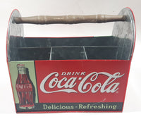 Drink Coca Cola Delicious Refreshing Galvanized Metal Drink Carrying Case with Wood Handle
