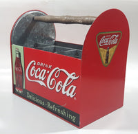 Drink Coca Cola Delicious Refreshing Galvanized Metal Drink Carrying Case with Wood Handle