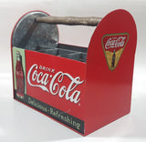 Drink Coca Cola Delicious Refreshing Galvanized Metal Drink Carrying Case with Wood Handle