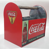 Drink Coca Cola Delicious Refreshing Galvanized Metal Drink Carrying Case with Wood Handle