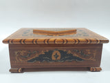 Vintage Reuge Inlaid Wood Musical Jewelry Box