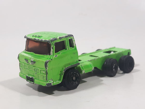 Vintage Cabover Semi Truck Bright Green Die Cast Toy Car Vehicle