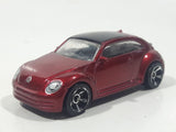 2012 Hot Wheels Volkswagen New Beetle Metalflake Dark Red Die Cast Toy Car Vehicle