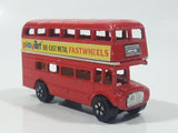 Vintage PlayArt Double Decker Bus Red Die Cast Toy Car Vehicle Made in Hong Kong