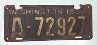 Antique 1937 Washington Metal Vehicle License Plate Tag A 72927