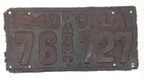 Antique 1940 Oklahoma Farm Truck Metal Vehicle License Plate Tag 76 727
