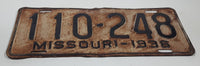 Antique 1936 Missouri Metal Vehicle License Plate Tag 110 248