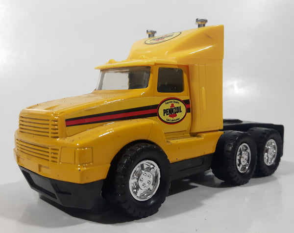 1989 Remco Semi Tractor Truck Pennzoil Yellow Die Cast Toy Car Vehicle