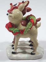 Department 56 Rudolph The Red-Nosed Reindeer with Girlfriend and Christmas Wreath 3 1/4" Tall Resin Figurine