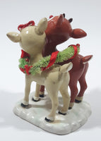 Department 56 Rudolph The Red-Nosed Reindeer with Girlfriend and Christmas Wreath 3 1/4" Tall Resin Figurine
