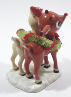 Department 56 Rudolph The Red-Nosed Reindeer with Girlfriend and Christmas Wreath 3 1/4" Tall Resin Figurine