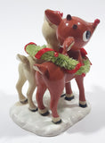 Department 56 Rudolph The Red-Nosed Reindeer with Girlfriend and Christmas Wreath 3 1/4" Tall Resin Figurine
