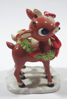Department 56 Rudolph The Red-Nosed Reindeer with Girlfriend and Christmas Wreath 3 1/4" Tall Resin Figurine