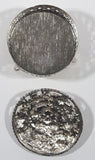 Flower Pattern Ornate Silver Look Metal Jewelry Trinket Box with Lid 3" Diameter
