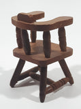 Vintage Dining Chair with Arms Miniature 3" Tall Wood Doll House Furniture