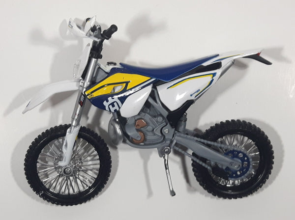 Husqvarna FE 501 Dirt Bike White Blue Yellow Plastic Die Cast Toy Vehicle