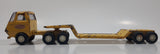 Vintage 1970s Tonka Semi Tractor Truck and Lowboy Trailer Yellow 11 1/4" Long Pressed Steel and Plastic Die Cast Toy Car Vehicle