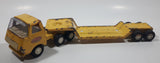 Vintage 1970s Tonka Semi Tractor Truck and Lowboy Trailer Yellow 11 1/4" Long Pressed Steel and Plastic Die Cast Toy Car Vehicle