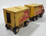 Vintage 1970s Tonka Semi Truck Box Dumper and Box Trailer Red and Yellow Pressed Steel Toy Car Vehicle