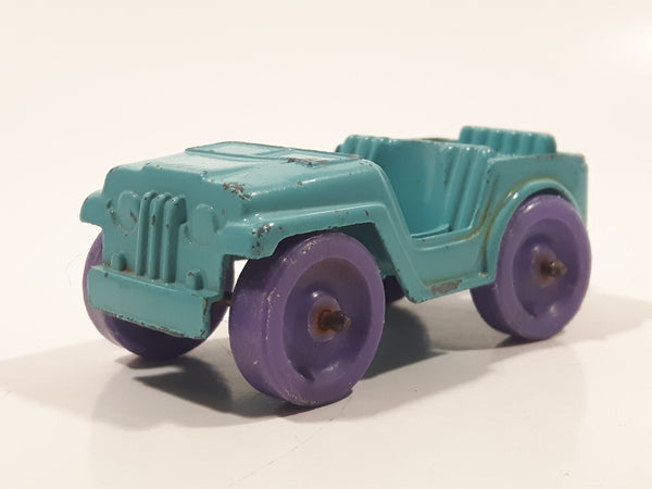 Vintage 1968 TootsieToy Jeep Teal Green and Purple Die Cast Toy Car Vehicle