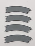 Set of 4 Galoob Micro Machines Grooved Train Track Curved Section 3 1/2" Long