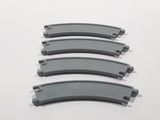 Set of 4 Galoob Micro Machines Grooved Train Track Curved Section 3 1/2" Long